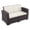 Brown, variant on Luxury Commercial Living 55" Gray Outdoor Patio Loveseat with Natural Beige Sunbrella Cushion