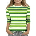 thumbnail image 1 of Tauxra Chandail de la Saint-Patrick pour Adultes, T-Shirt à Manches 3/4 Imprimé Col Rond, T-Shirt Graphique Trèfle Décontracté à Manches Longues pour Activités Festives, 1 of 6