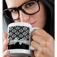 thumbnail image 2 of 3dRose, Black and White Damask pattern with elegant and classy white ribbon bow for stylish women, 11oz Magic Transforming Mug, 2 of 8