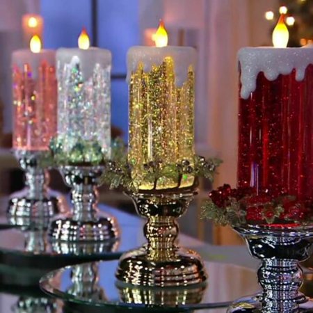 

Electronic LED Candle Christmas Rechargeable Color Waterproof Light With Glitter