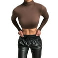 thumbnail image 4 of HOWPAY Womens Long Sleeve Shirts Soft Turtleneck Slim Fit Stretchy Crop Basic Tight Thermal Underwear Tops Casual Solid Color Going Out Fall Outfits Coffee S, 4 of 6