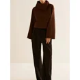 thumbnail image 5 of Jersey con solapa de lana de Color café para mujer, abrigo elegante liso de manga larga, Tops cortos para principios de otoño, ropa de calle alta para señora nueva, 5 of 5