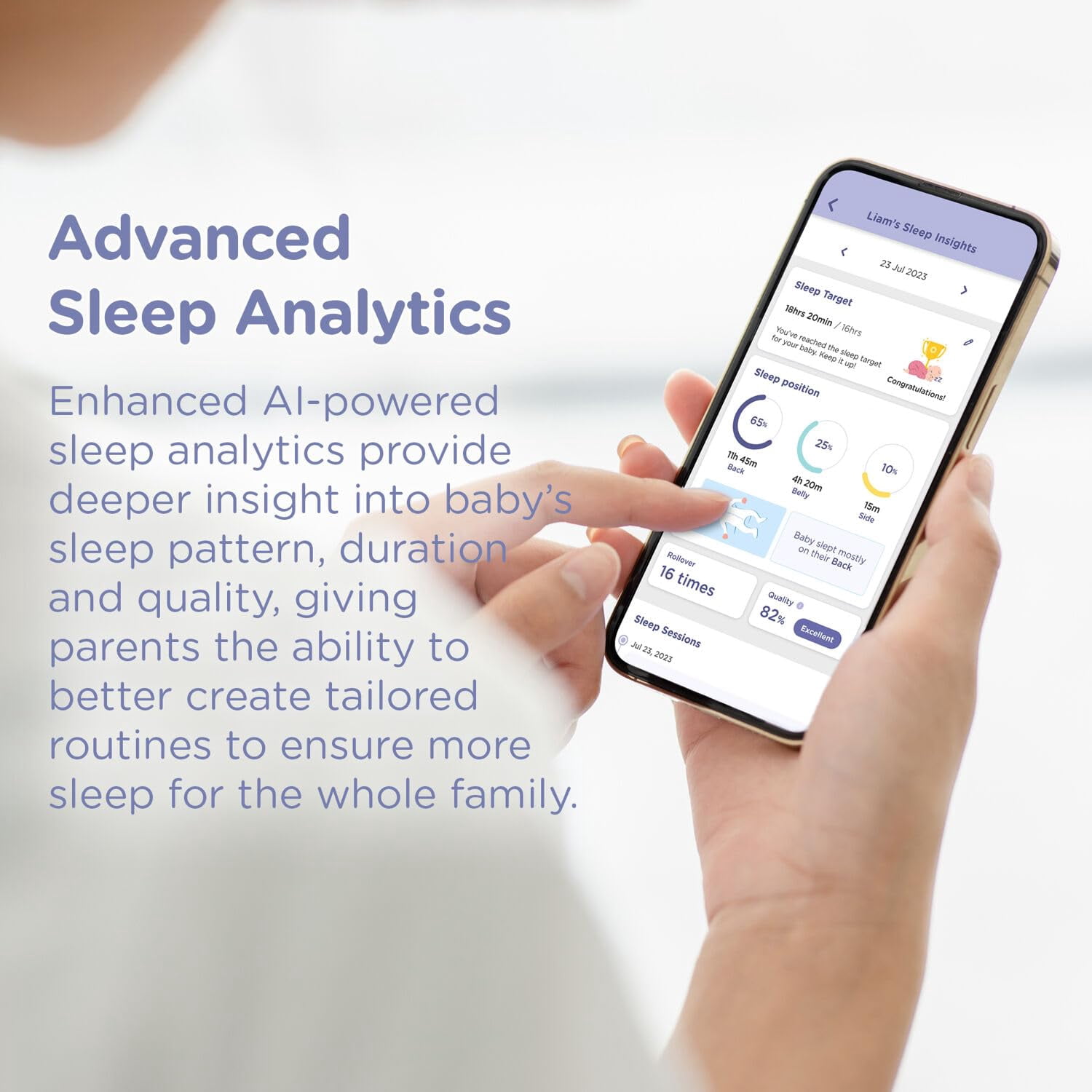 HUBBLE CONNECTED SkyVision AI-Enhanced Smart Camera Baby Monitor with Secure Connection & Crib Mount