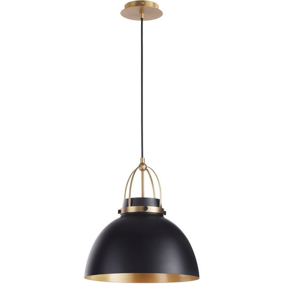 823-5980-Quorum Lighting-1 Light Pendant In contemporary Style-16.25 Inches Tall and 15 Inches Wide-Matte Black/Aged Brass Finish -Traditional