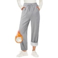 thumbnail image 5 of Pantalones deportivos Gibobby de mujer holgados con forro polar de algodón M Gris, 5 of 5