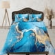 thumbnail image 1 of Juego de dormitorio contemporáneo funda nórdica estética azul, edredón de lujo de mármol dorado, 1 of 4