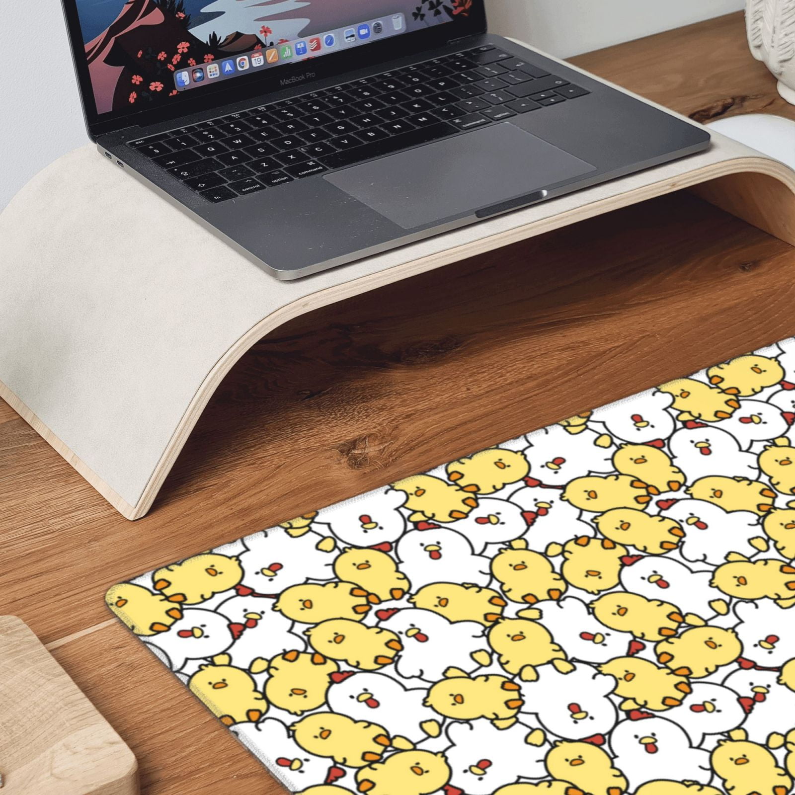 Naloa Cartoon Chicken Gaming Mouse Pad Large Mouse Mat Long Extended Desk Pad Non-Slip Rubber Mice Pads Stitched Edges Thin Pad (16x29.5 Inch)