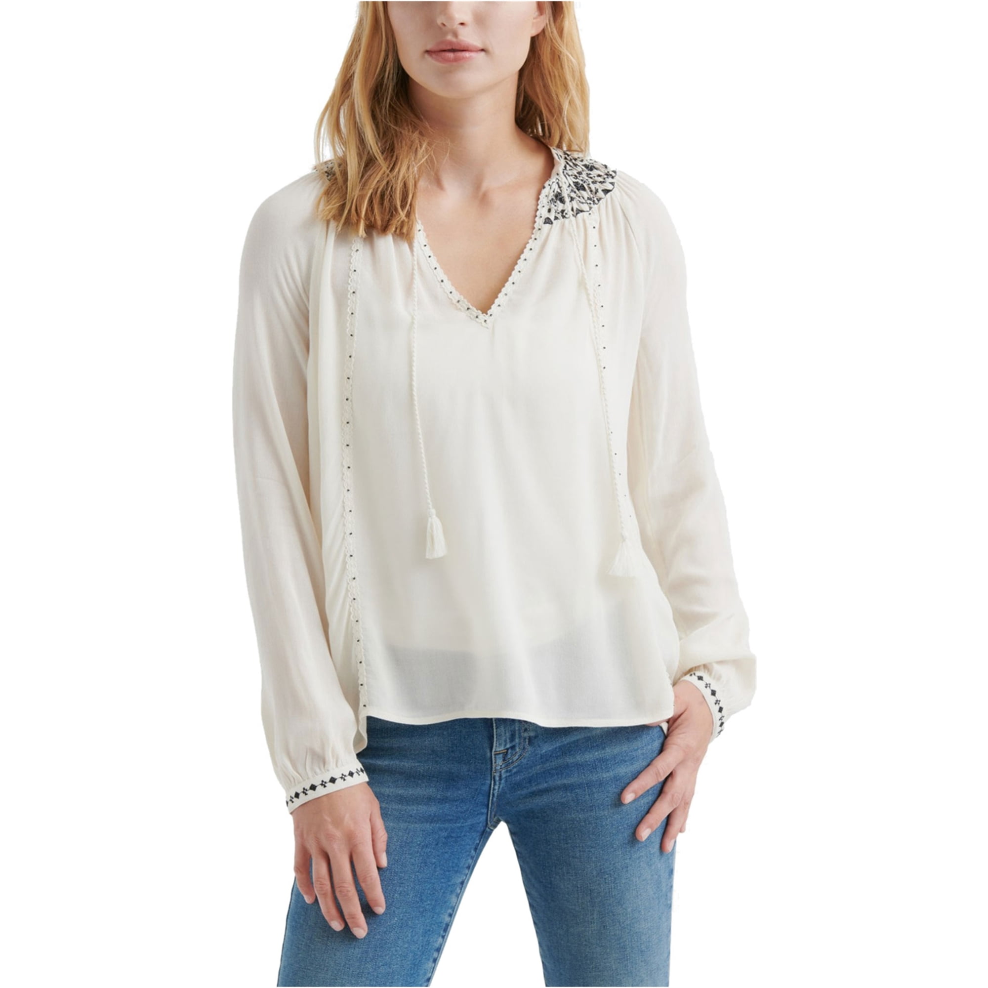 lucky brand white peasant top