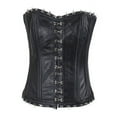 thumbnail image 2 of Dream Apparel Women's Hook & Eye Lambskin Leather Corset Lace up Tops Buckle-up Corset Bustier Steampunk Corset, 2 of 4