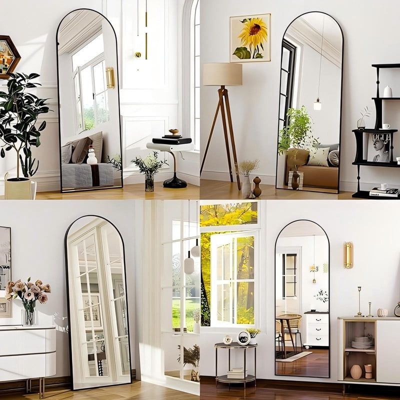 Anyrose 64"x 21.5" Arched Full Length Mirror Wall Mirror with Aluminum Alloy Frame,Black