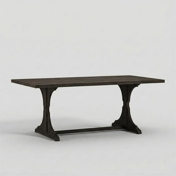 Furniture of America Taz Rustic Solid Wood Trestle Dining Table in Black