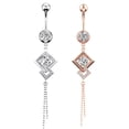 thumbnail image 4 of Navel Ring Rhinestone Square Stainless Steel Body Piercing Jewelry Belly Ring, 4 of 10