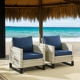 thumbnail image 6 of PARKWELL 6 Pieces Outdoor Sectional Sofa Furniture Sets - Wicker Rattan Conversation Dining Furniture Set with Cushions - Navy, 6 of 11
