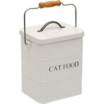 Pethiy Cat Food Storage Container，Airtight Pet Food Containers for Cat, 5lbs Farmhouse Cat Food Bin with Scoop,Cat White