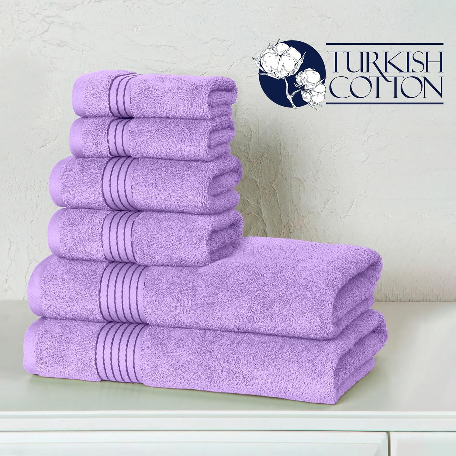 Cotton 100 % Highly Absorbent Shower Towels, Lilac