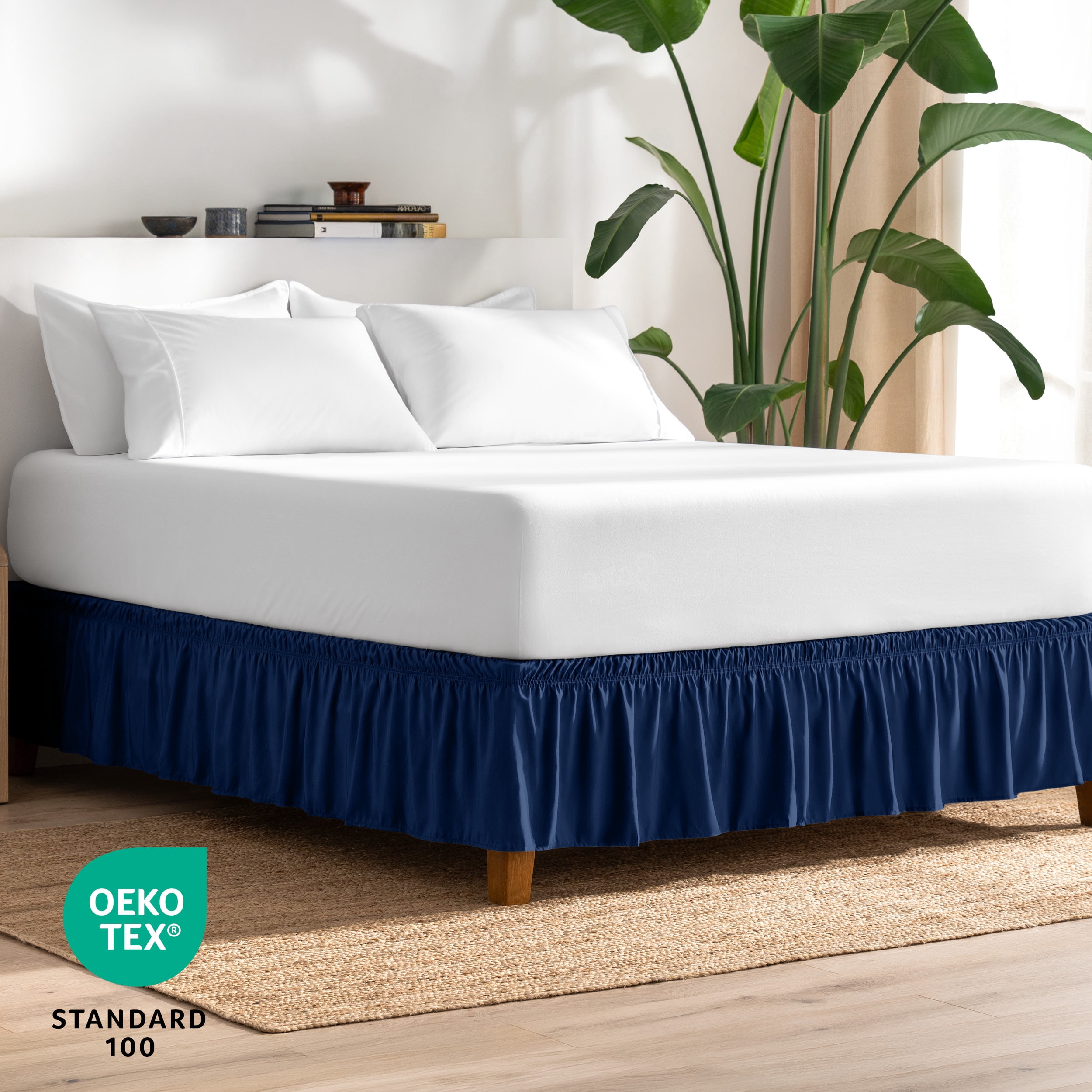 Bare Home  Adjustable Wrap Around Bed Skirt Twin XL - Dark Blue
