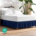 thumbnail image 6 of Bare Home Adjustable Wrap Around Bed Skirt - 15 Inch Drop - Easy Fit - Ruffle Pleats - Twin, Dark Blue, 6 of 10