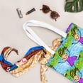 thumbnail image 5 of DouZhe Reusable Grocery Bags, Whimsical Doodle Smile Girl Lightweight Polyester Canvas Cloth Tote Bag for Travle Gym Shopping School, 15" x 16", 5 of 7
