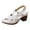 White, variant on Women's Heeled Sandals Open Toe Chunky Heels Adjustable Ankle Strap Hollow out Soft Leather Dress Shoes Ladies Summer Casual Footwear Beige Size 8