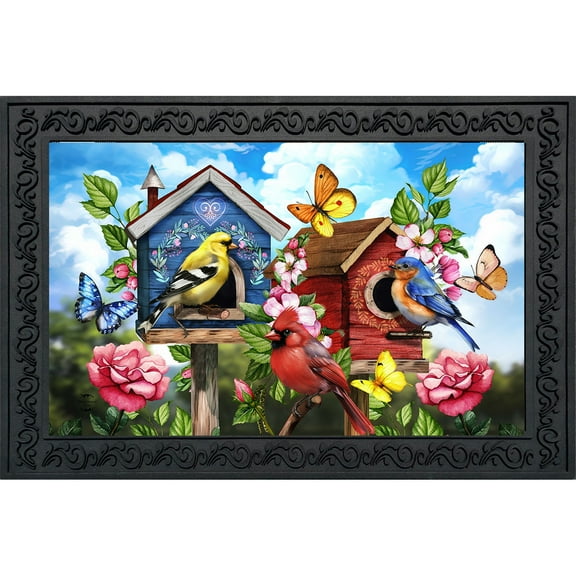 Briarwood Lane Floral Birdhouses Doormat