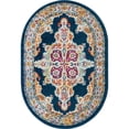 thumbnail image 1 of Unique Loom Parker Intricate Design Area Rug 4' x 6' Oval Navy Blue/Beige, 1 of 1