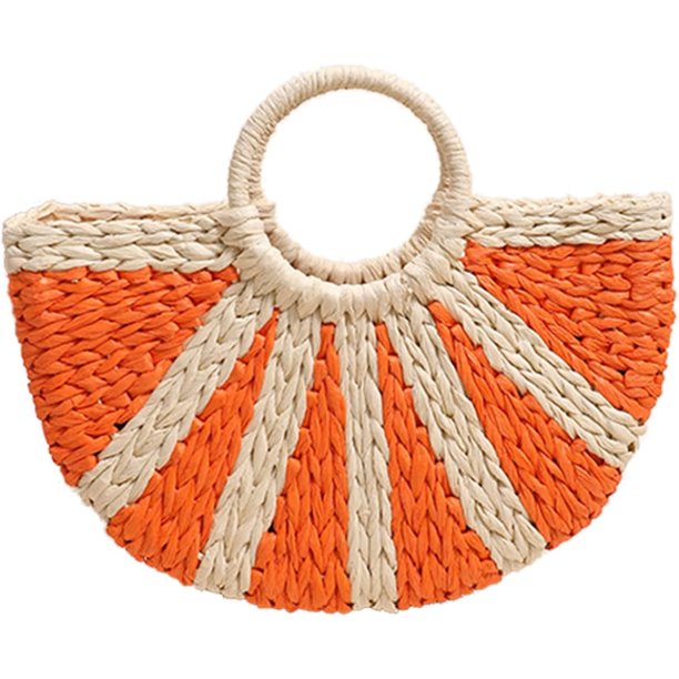 LHSHID Comeon Straw Bags Rattan Bag for Women,Natural Straw Handwoven Top-handle Handbag Large Capacity Basket Purse Tote Clutch Bag