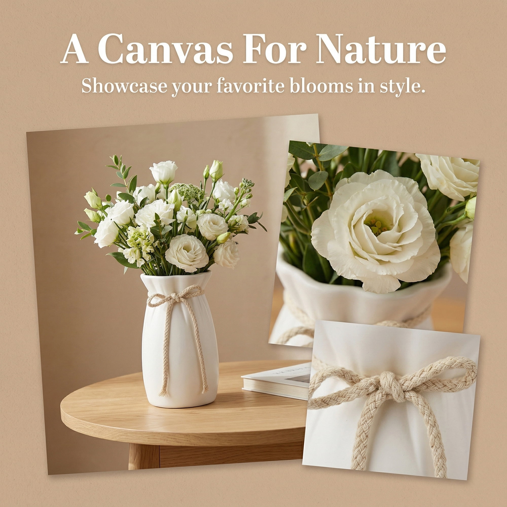 Unique Bargains Modern Plastic Unbreakable Decorative Flower Vase White 4.3" x 4.3" x 7.7"