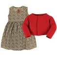 thumbnail image 3 of Hudson Baby Toddler Girl Quilted Cardigan and Dress, Leopard Red, 2 Toddler, 3 of 5