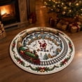 thumbnail image 6 of Christmas Rugs,3D Rugs Optical Illusion, Holiday Floor Mat,Festive Optical-Illusion Rug, Snowy Village And Circular Train Track, Nonslip Mat For Holiday Home Decor, 6 of 6