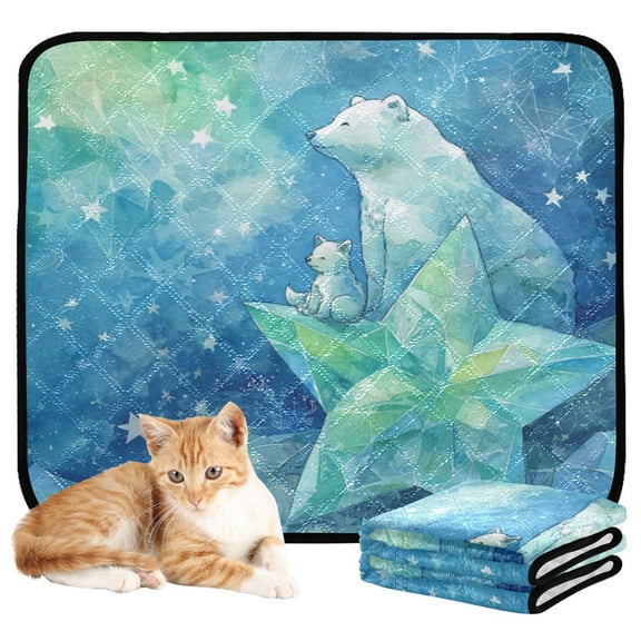 Qxltty Polar Bear Cat litter Pads Pet Set of 3 Diaper Mats Center Anti-leakage Layer Absorbent Soft and Comfortable