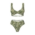 thumbnail image 4 of Rocae Tropical Plants Green for Bikini Set for Women Two Piece Sexy High Swimsuits Split Crossover Bikini, 4 of 9