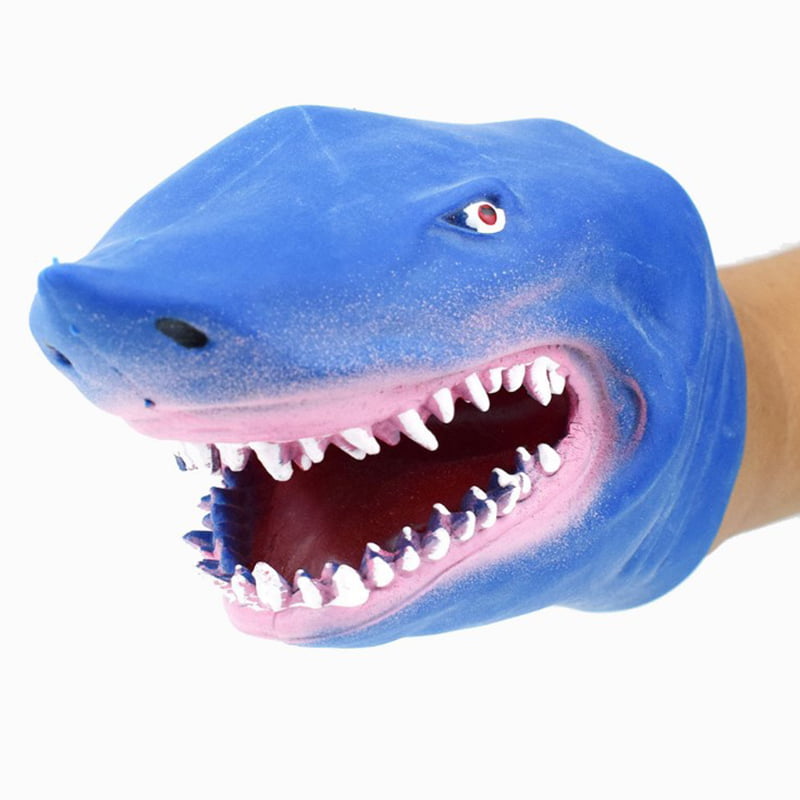 Plastic Shark Hand Puppet for Story TPR Animal Head Gloves Kids Toys Games Gift 