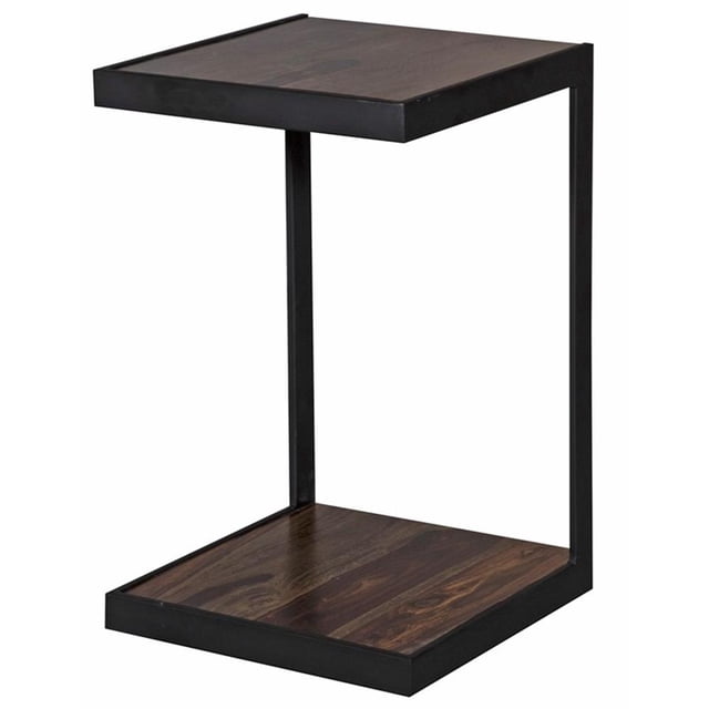 Pemberly Row Contemporary Solid Sheesham Wood C Table in Brown (Set of 2)