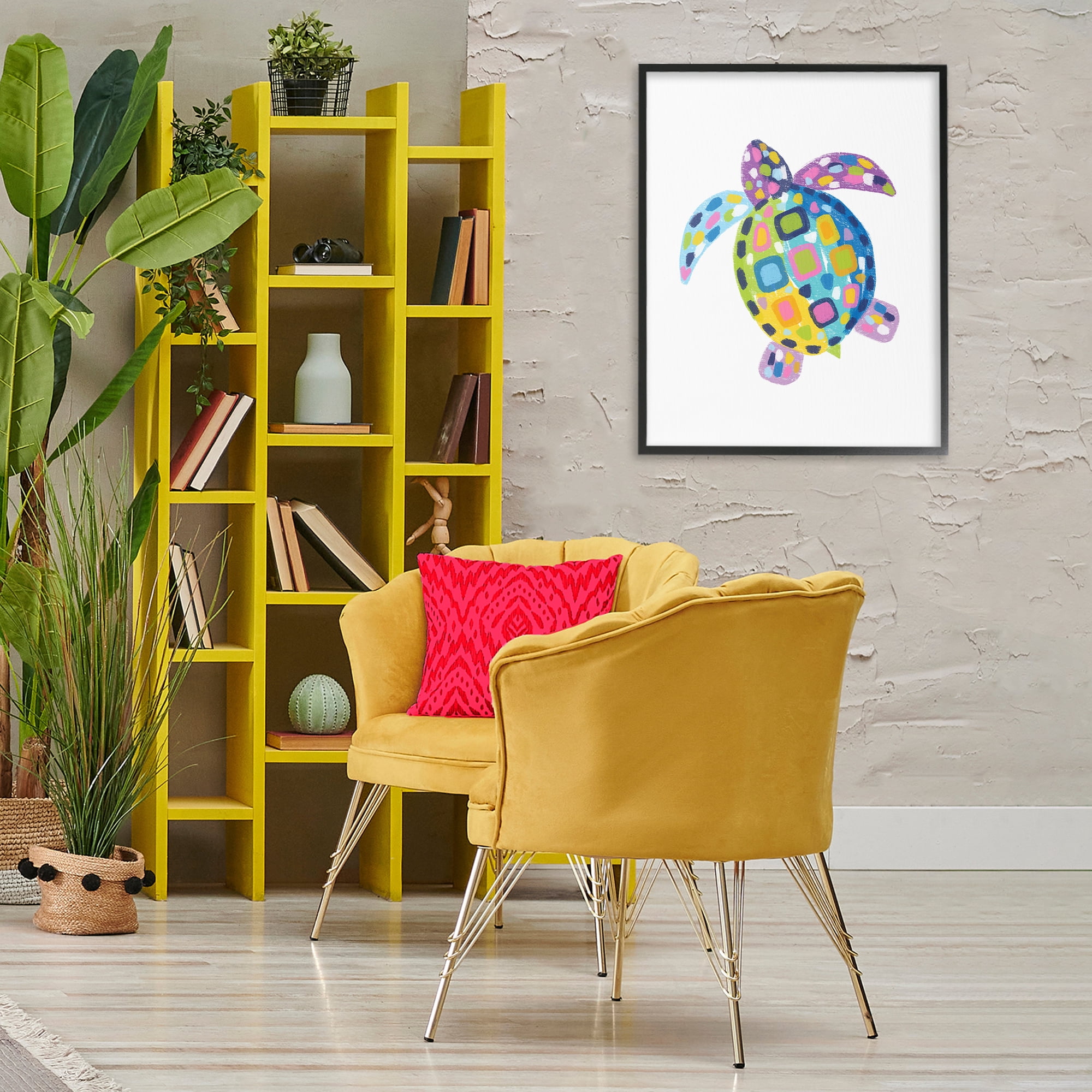 Stupell Industries Mosaic Patterned Turtle Animals & Insects Painting Black Framed Art Print Wall Art, 24 x 30