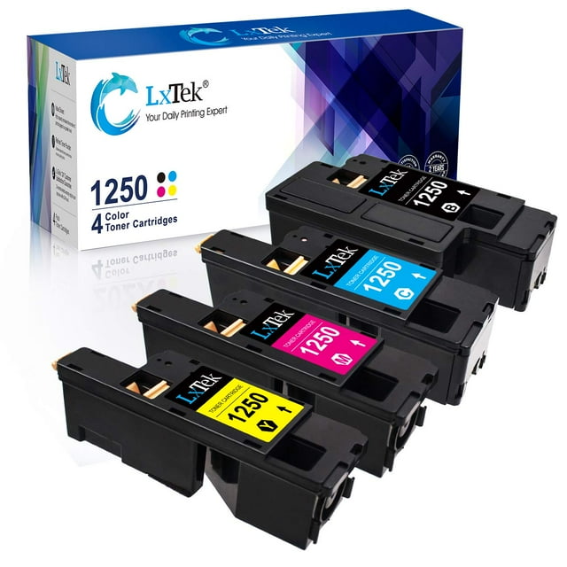 Lxtek Cartucho De Tóner Compatible De Repuesto Para Dell 1250 810Wh C5Gc3 Xmx5D Wm2Jc Para Usar Con Impresora 1250C C1760Nw C1765Nfw C1765Nf 1350Cnw 1355Cn 1355Cnw (Negro Cian Magenta Amarillo 4 Unida