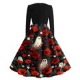 thumbnail image 6 of Halloween Hepburn Dresses for Women Spider Webeb Bat Long Sleeve Funny Hepburn Dress Ghost Pumpkin Crew Neck Spooky Hepburn Dresses, 5XL, 6 of 6