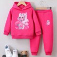 thumbnail image 2 of Zuwimk Toddler Boy Girls Clothes Face Graphic Print Sweatshirt Hoodie For Toddler Boy Sweatpants Fall Outfit 2Pcs Sweatsuit(T065-Hot Pink), 2 of 4