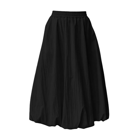 Zpanxa Girls Summer Clothes Kids Girls Skirt Casual Midi A-Line Plain Side Pocket Elastic High Waist Flowy Hem Skirts Black 5 Years