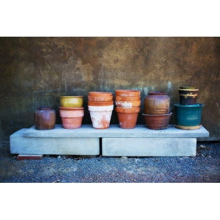 LAMINATED POSTER Pottery Painted Flower Pots Piles Terracotta Poster Print 24 x (Best Paint For Flower Pots)