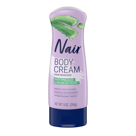 Nair Hair Removal Body Cream, Aloe & Water Lily Scent, Leg and Body Hair Remover, 9 oz