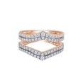 thumbnail image 1 of Round Shape White Cubic Zirconia Chevron Two Row Enhancer Guard 10k Rose Gold Ring Size - 8.5, 1 of 3