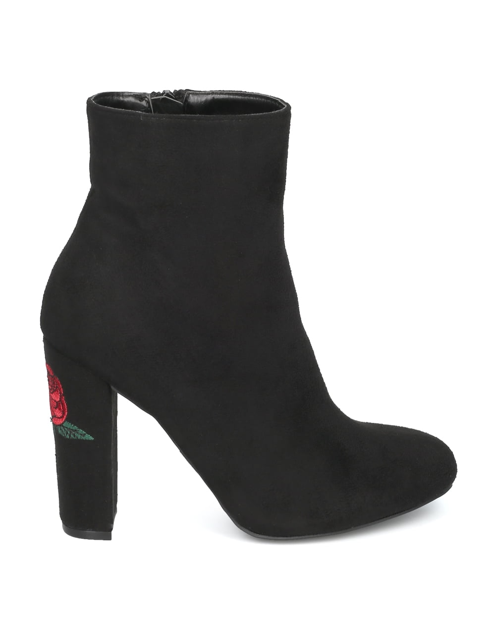 rose embroidered ankle boots