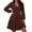 Brown 09, variant on Karymi Sundress Brushed Ribbed Knit Mini Dress Deep V Neck Lantern Long Sleeve High Waist Flared Ruffle Hem Casual Fall Short Dress