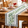 thumbnail image 5 of Green Eucalyptus Leaves Table Runner - 48 Inch Long Vintage Art Farmhouse Wooden Cotton and Linen Blended Dress Scarves Farmhouse Table Runner for Kitchen Dining, Coffee Table, 13" x 48", 5 of 8