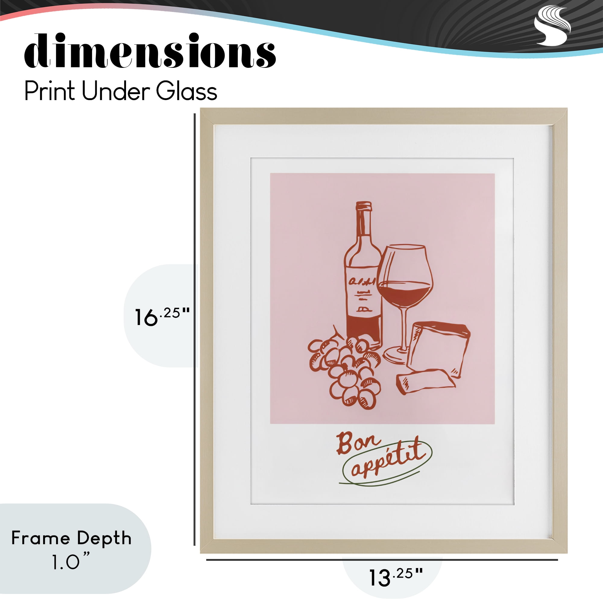 Stupell Industries Bon Appetit Wine & Grapes Birch Framed Print Under Glass, design by The Prints Vibe