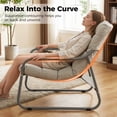thumbnail image 4 of RADIATA Patio Lounge Chair with Ottoman & Armrests, Oversized Papasan Chair with 4" Thick Cushion, 400lbs Heavy Duty Outdoor Chair with Foot Rest, Beige, 4 of 11