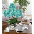 thumbnail image 4 of 20'' Orchids Artificial Flowers Potted Plants Fake Phalaenopsis Orchid with Silver Vase Teal Blue Faux Flowers, 4 of 7