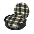 thumbnail image 2 of 6 Pce Leather Coasters 3.9in With Coasters Storage Box Antifouling And Antiscalding For Dining Room Kitchen Office Bedroom Living Room Olive Houndstooth Buffalo Plaid Tartan Check Scotland_3, 2 of 8