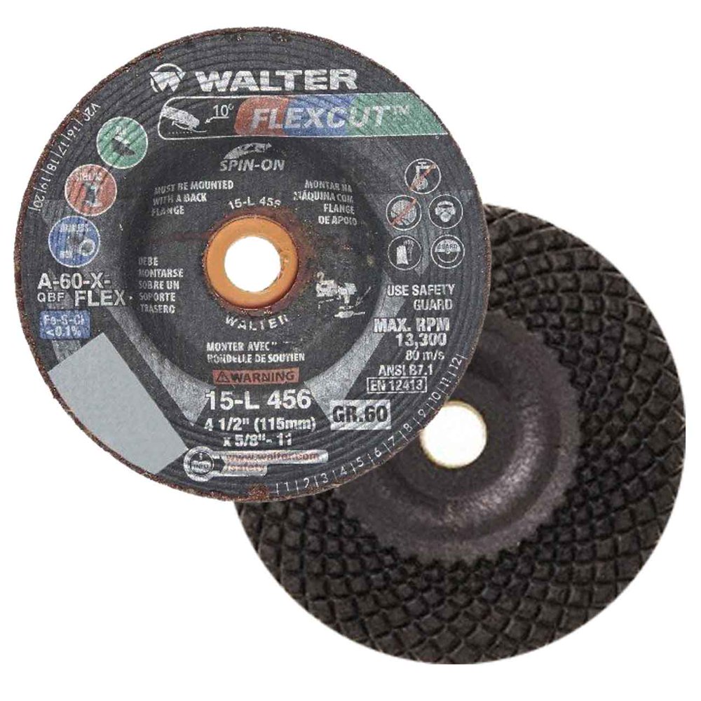 Walter 15L456 41/2x5/811 Flexcut SpinOn Grinding Wheel, 60 Grit, 25