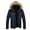 Navy, variant on Men Outdoor Warm Winter Thick Jacket Hooded Coat Jacket With Zipper Pocket